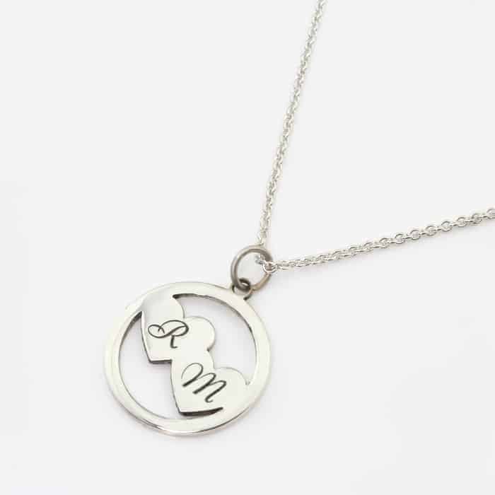 925 Sterling Silver Squared Heart Initial Necklace Shop 