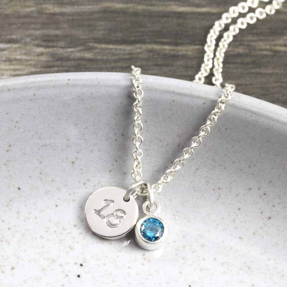 Number Coin & Birthstone Necklace