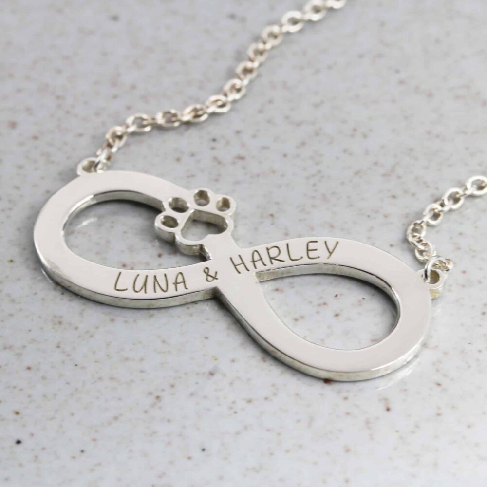Personalised Paw and infinity necklace by silvery jewellery in south africa.JPG