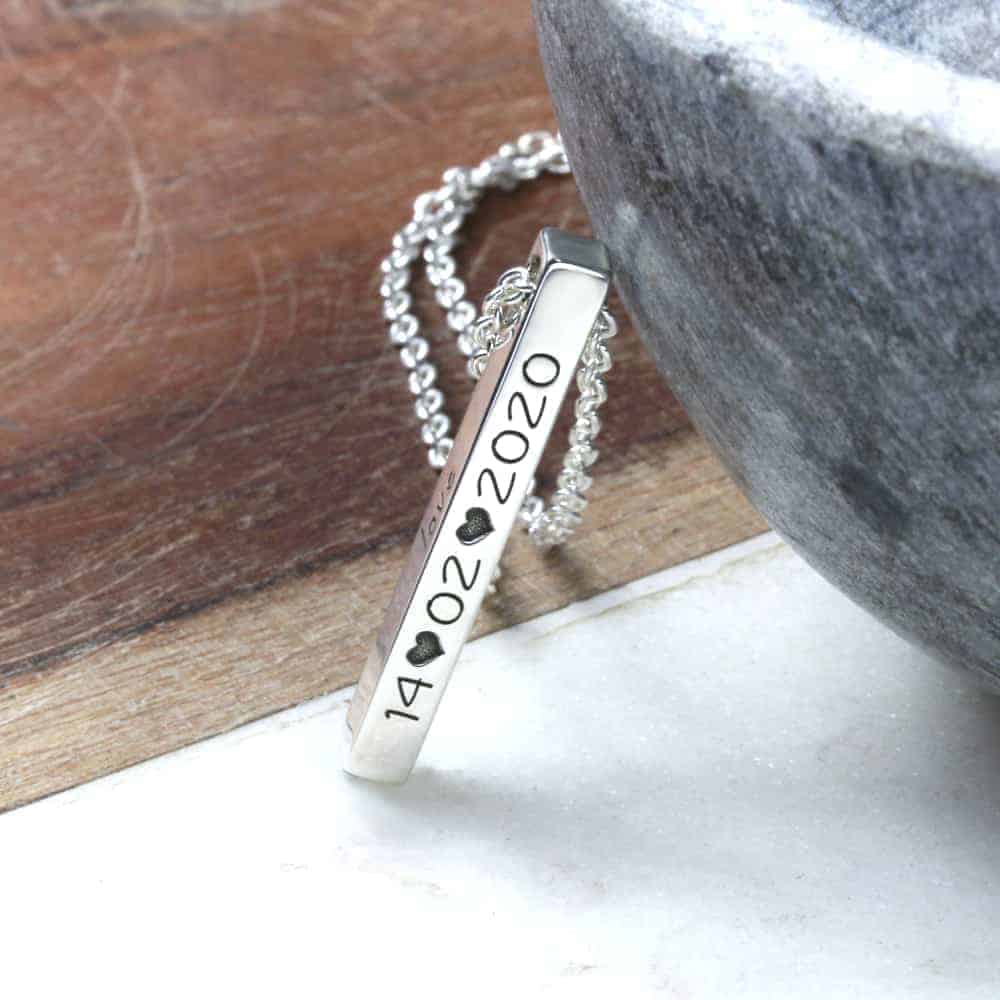 Sterling Silver Simple Bar Pendant on Black Leather Necklace All lengths Pretty!