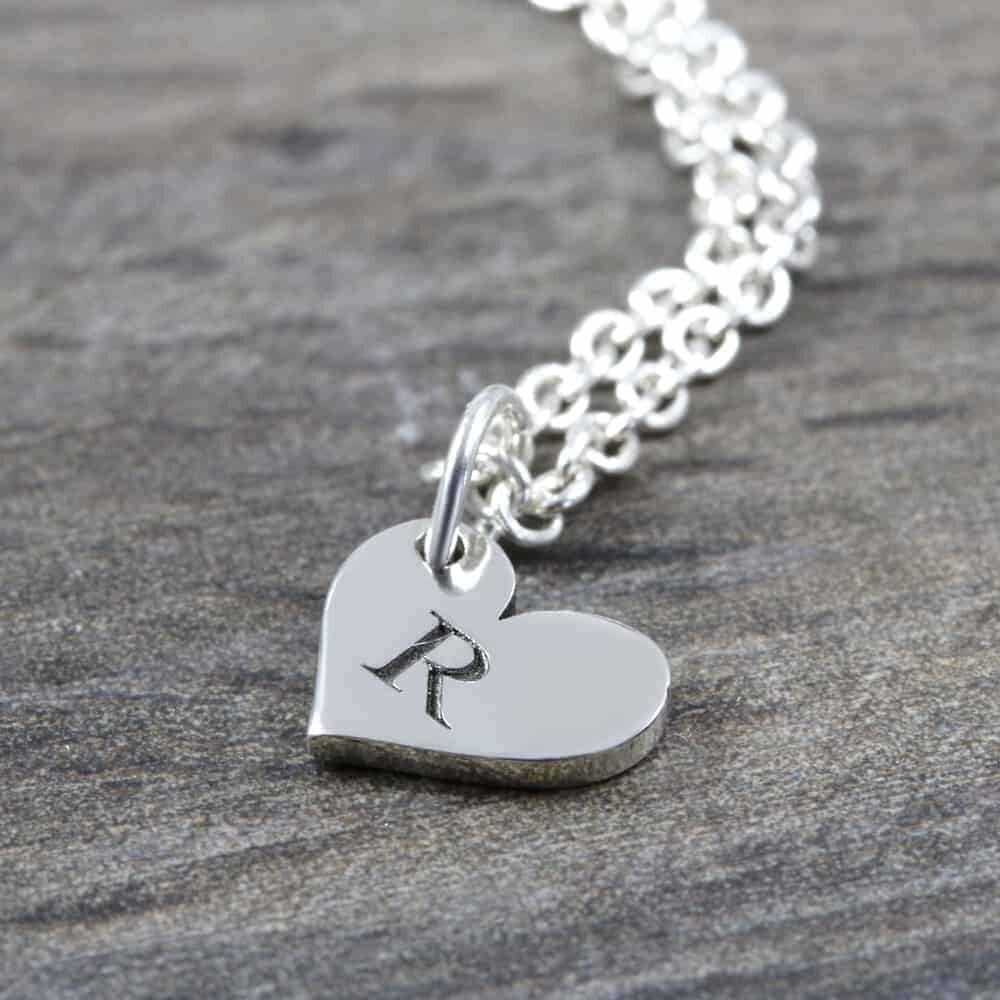Custom Necklace Initial Heart Necklace Silvery Jewellery