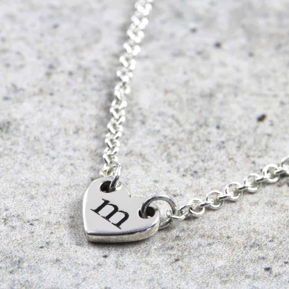 Personalised Necklace Dainty Heart Initial Necklace Silvery Jewellery