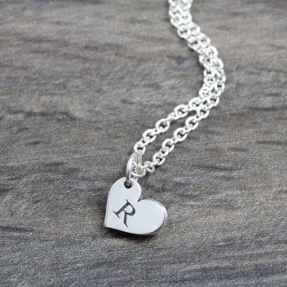 Personalised Necklace Initial Heart Necklace Silvery Jewellery South Africa