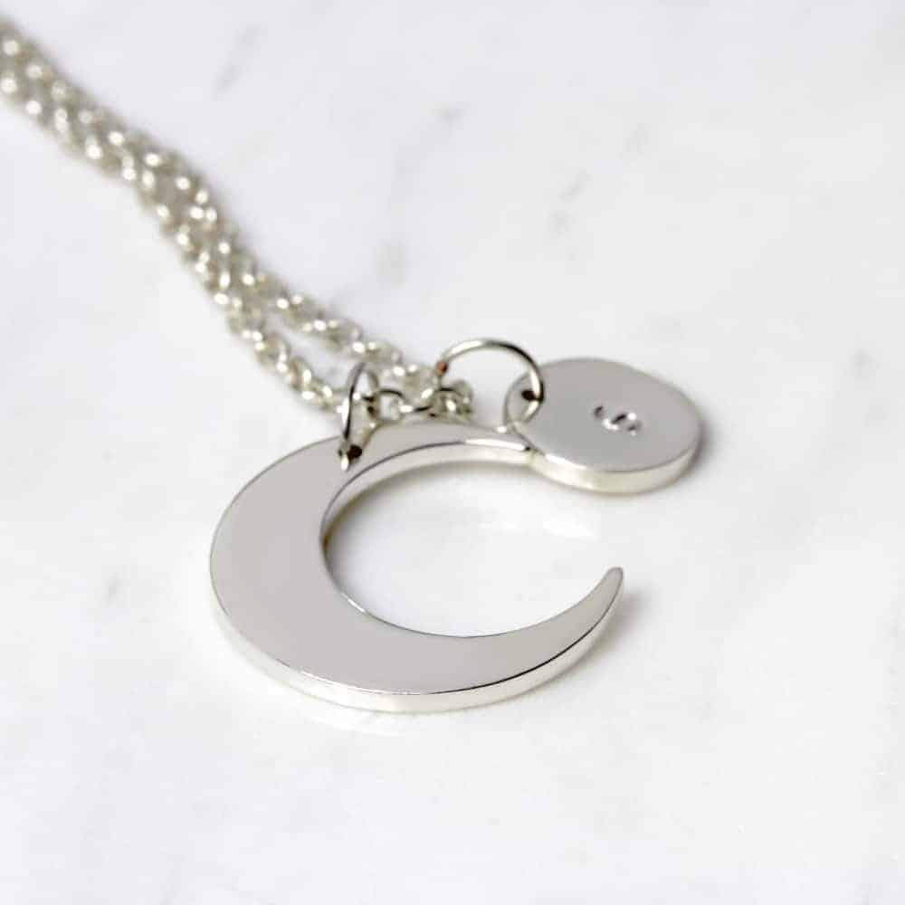Please choose chain length below SIZE: 15mm x 4mm Sterling Silver Moon Necklace on silver chain Silver moon pendant Gift Boxed 