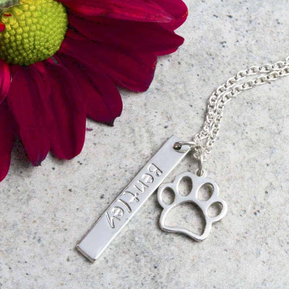 Personalised Paw Print Necklace Silvery Jewellery South Africa