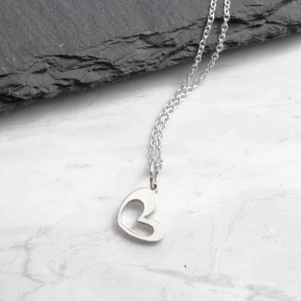 small Heart Cutout Necklace Silvery Jewellery