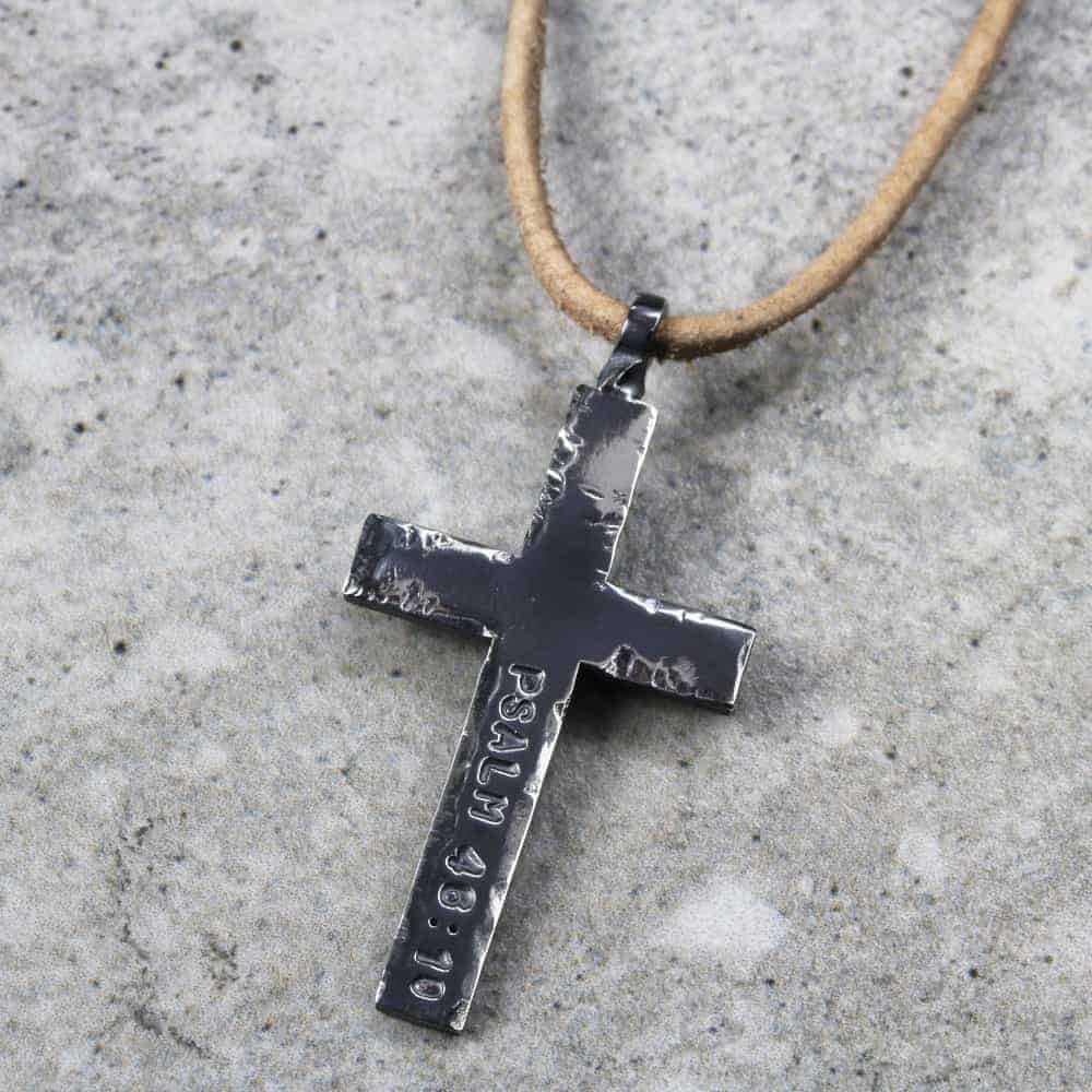Oxidized Cross Leather Necklace For Men from Silvery Jewellery