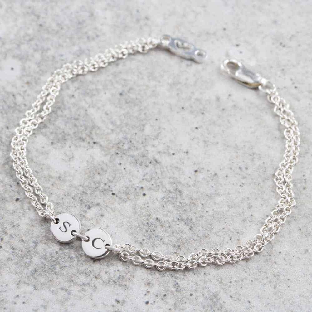 Personalised bracelet by silvery jewellery in south africa twin coin connector