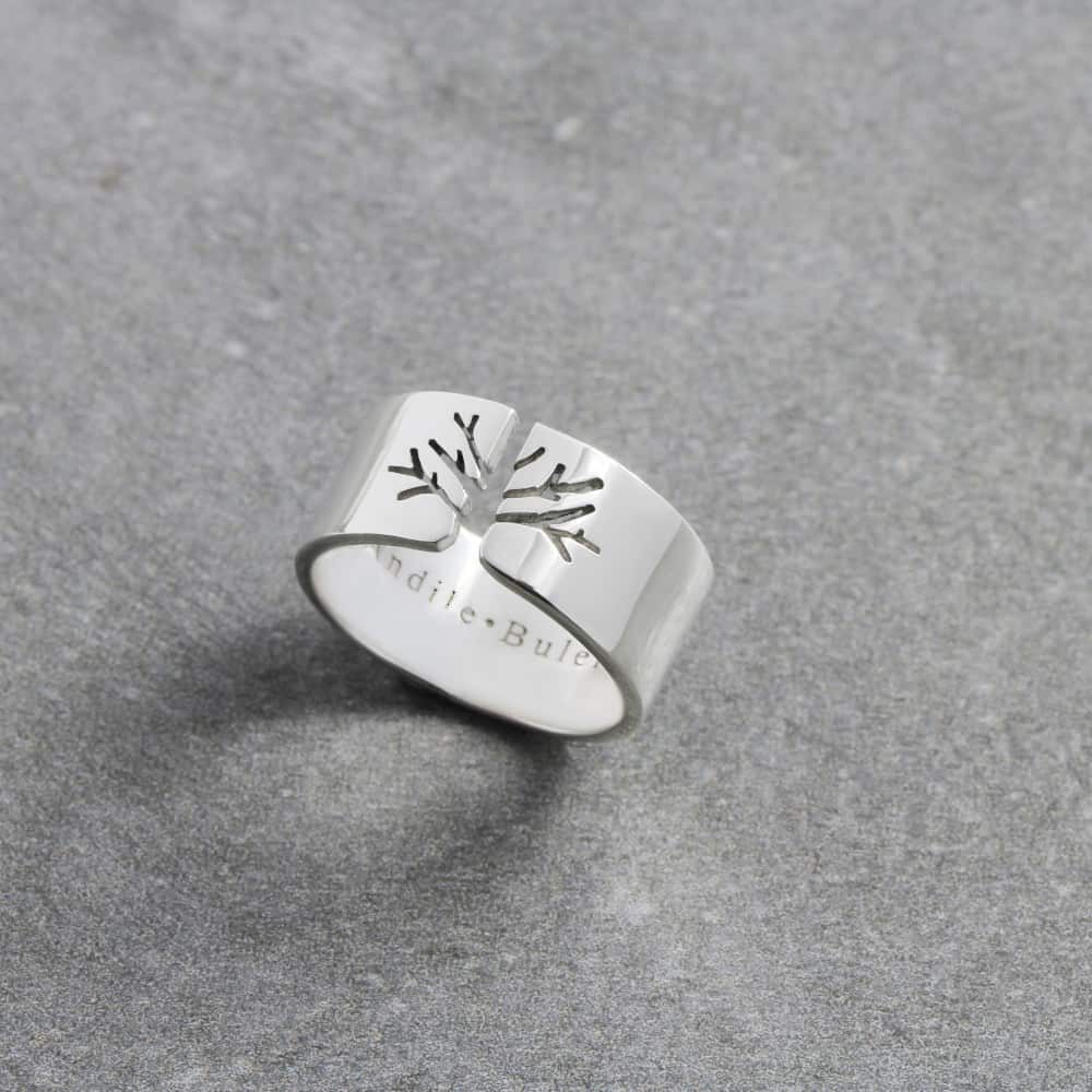 Family tree ring personalised ring silvery jewellery australia