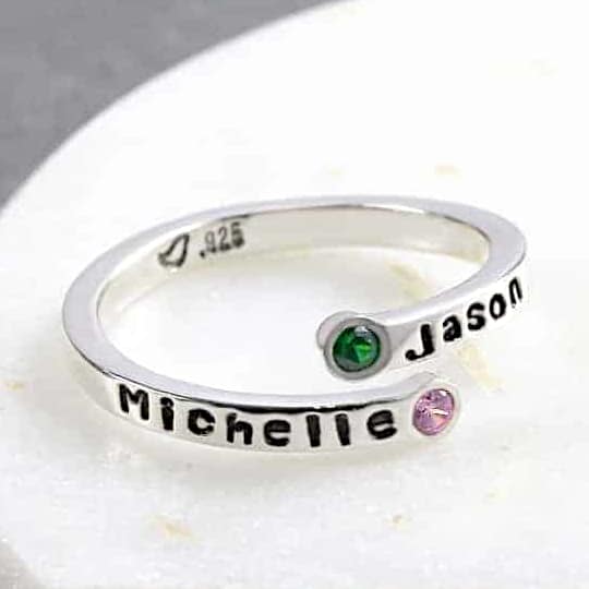 May Dual Heart CZ Birthstone Infinity Sterling Silver Ring Mix Stones!!