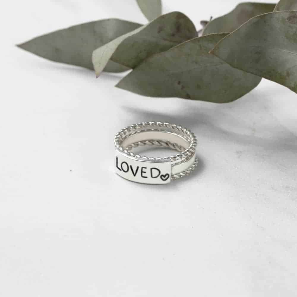 Handmade U & Me Sterling Silver Stacker Ring Personalised Name/Date/Message 