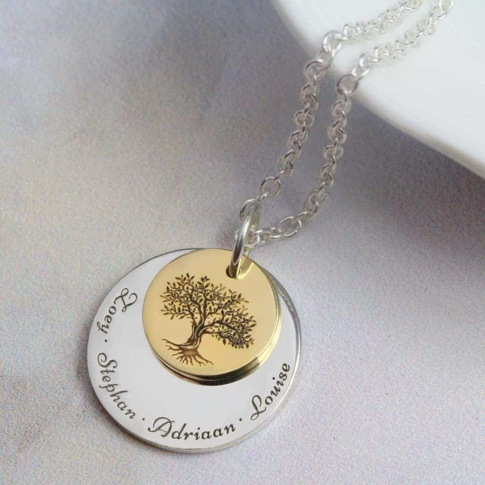 9ct gold family tree necklace in south africa by silvery jewellery