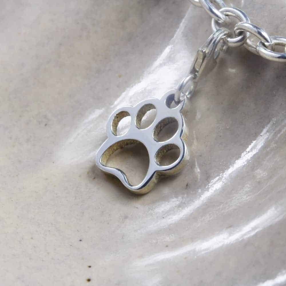 Dog Paw Charm Silver charms for bracelets by silvery south africa