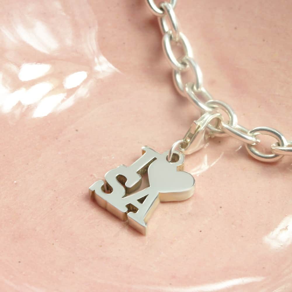 I Love SA Charm Silver charms for bracelets by silvery south africa