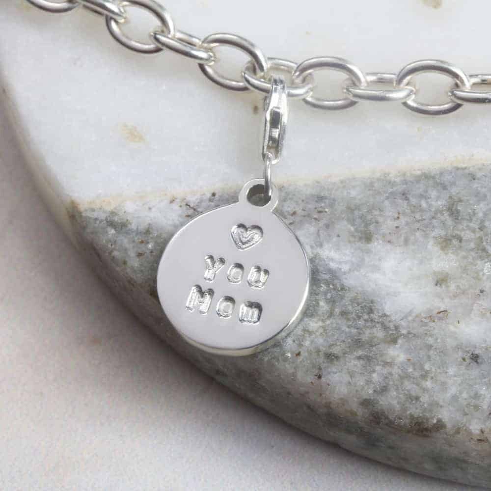 hand stamped personalised charm by silvery jewellery in south africa