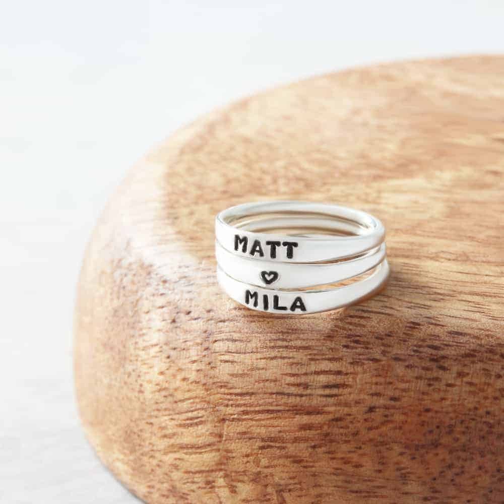 Sterling Silver personalised rings identity rings by silvery jewellery