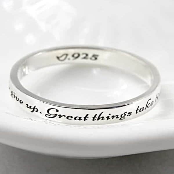 Sterling silver engraved ring for women by silvery jewellery engraved dainty band