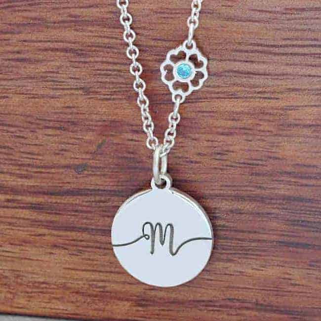 Initial Coin Necklace & Birthstone Flower Connector