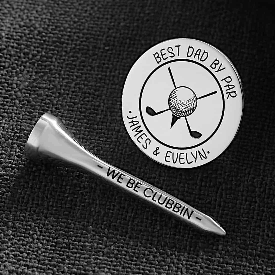 Sterling Silver Golf Ball Marker and Tee Set Best Dad by Parr Clubbin Close